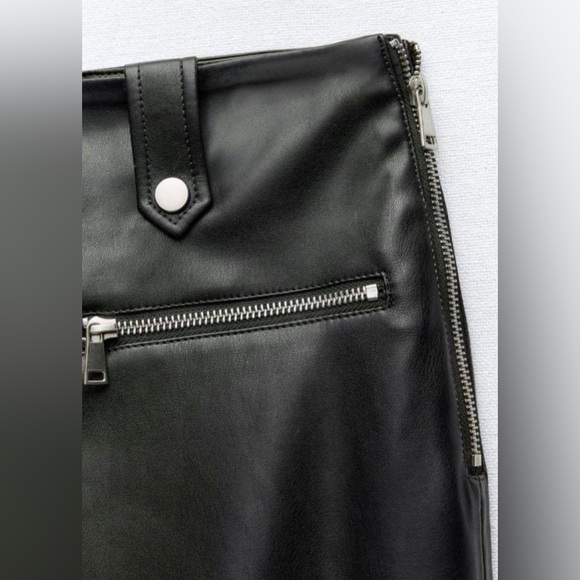 Zara 2 IN 1 DETACHABLE FAUX LEATHER MIDI SKIRT. Black. Size XS. New with Tags. - Picture 9 of 12
